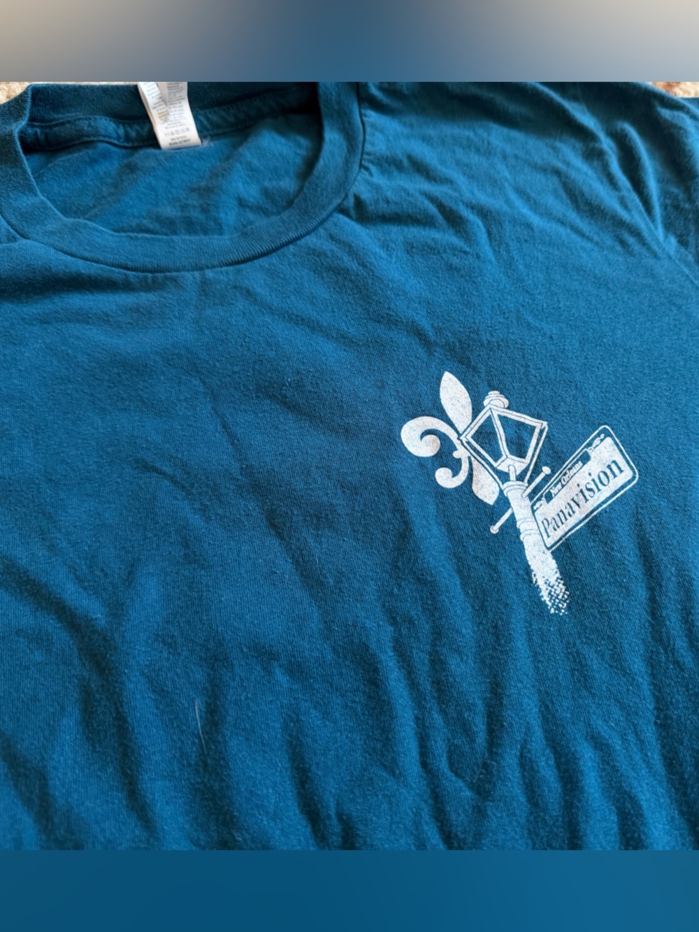 NWOT Canvas Panavision Cotton Teal Crewneck T-Shirt - Picture 3 of 4